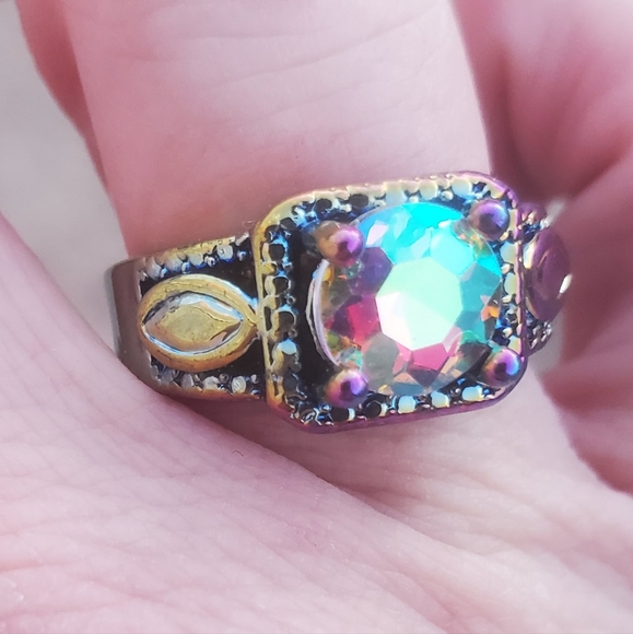 New Aurora Borealis Rainbow Hematite Ring. - Picture 3 of 13